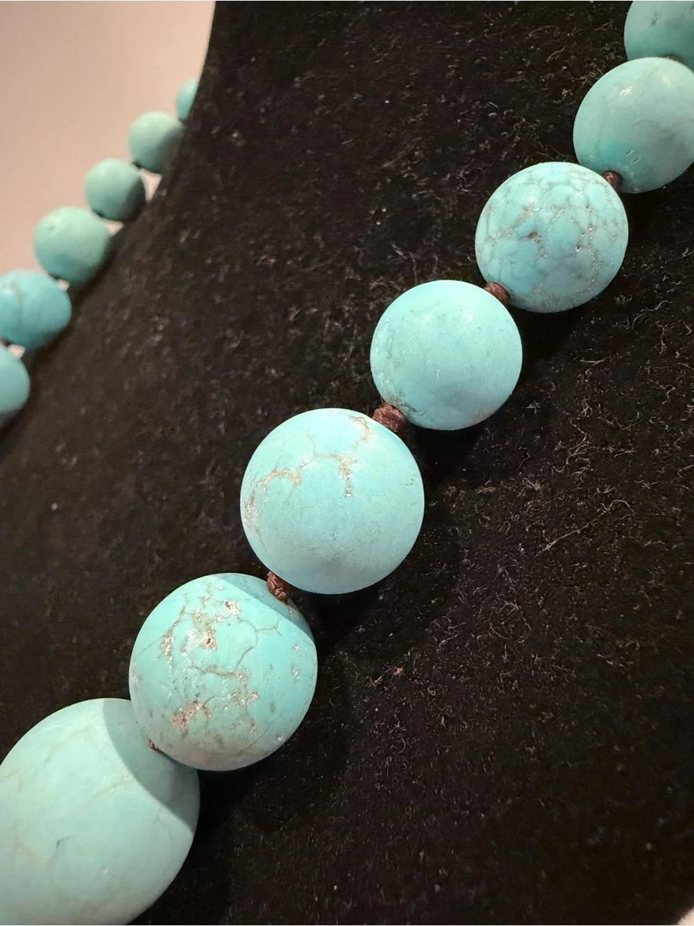 Turquoise Graduated Large Bead Statement Necklace 925 Sterling Silver Clasp